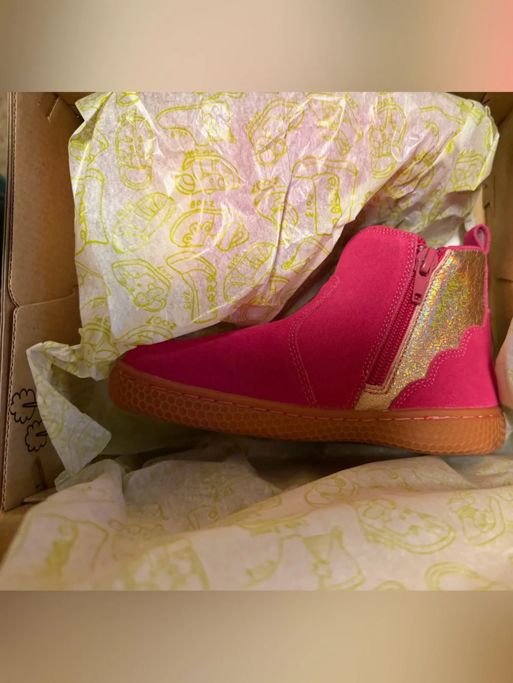 Livie & Luca Hot Pink Glitter Accent Zip Kids Bootie size 11 NIB